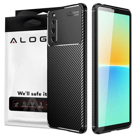 Gepanzerte Hülle Alogy TPU Carbon Hülle für Sony Xperia 10 IV 2022 Schwarz