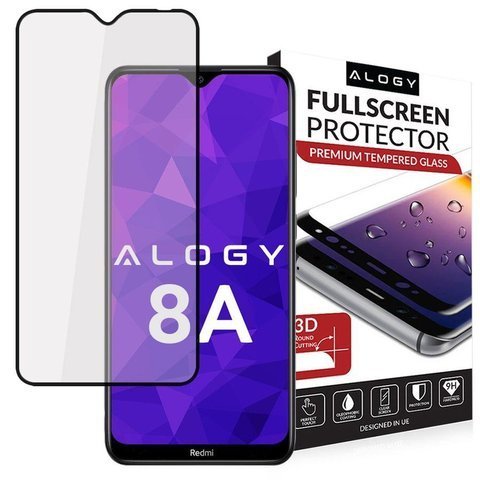 Glass Alogy Full Glue Hülle freundlich für Xiaomi Redmi 8A Black