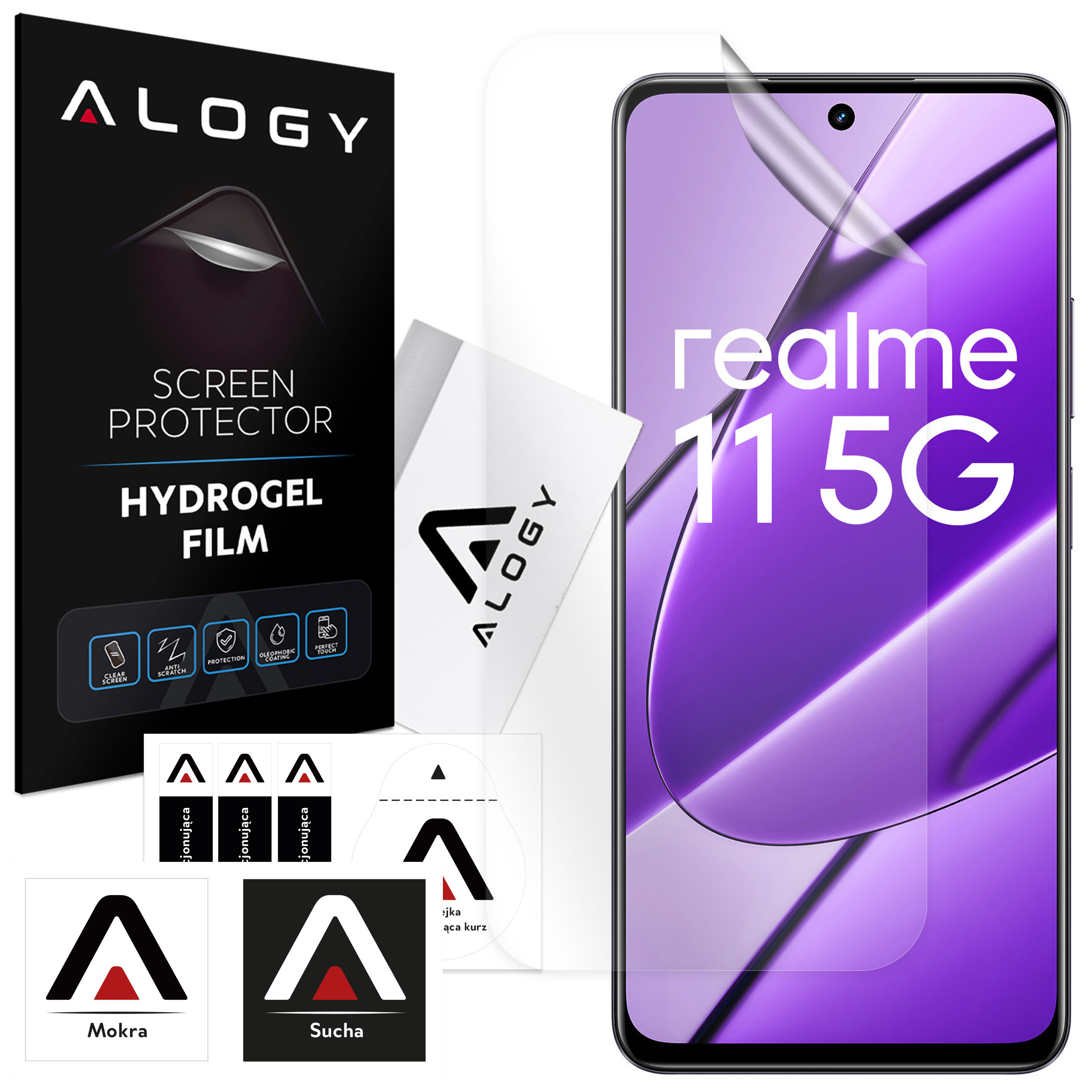 Hydrogelfolie für den Displayschutz des Realme 11 5G-Telefons Alogy Hydrogelfolie