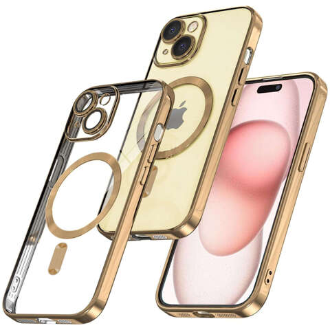 MagSafe Hülle für iPhone 15 Glamour Luxury Slim Ring Cover Alogy Gold Transparent