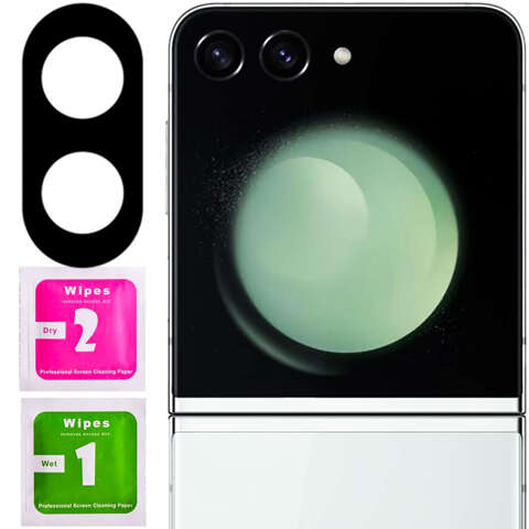 Schutzglas für das Kameraobjektiv für Samsung Galaxy Z Flip 5, Lens Full Camera Glass Overlay, schwarz