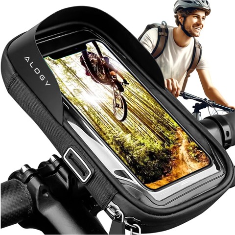 Tasche Wasserdichte Fahrradtasche für Telefon 6,4 Zoll Lenkerhalter 0,5 l Alogy Schwarz