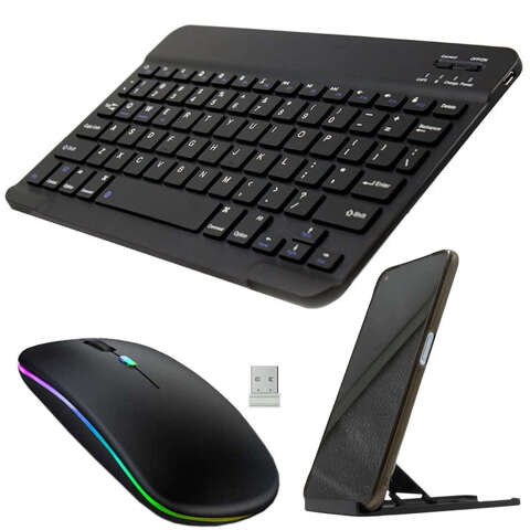 Universelle kabellose Bluetooth-Tastatur, 10 Zoll BT-Maus, geräuschlos, verstellbarer Ständer