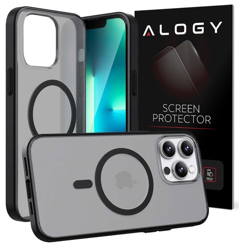 Alogy MagCase Matte Case für MagSafe Case mit Magnetring für Apple iPhone 13 Pro Black Glass