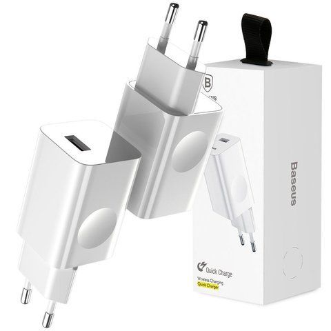 Baseus USB EU Quick Charge QC 3.0 24W Weißes Wandladegerät