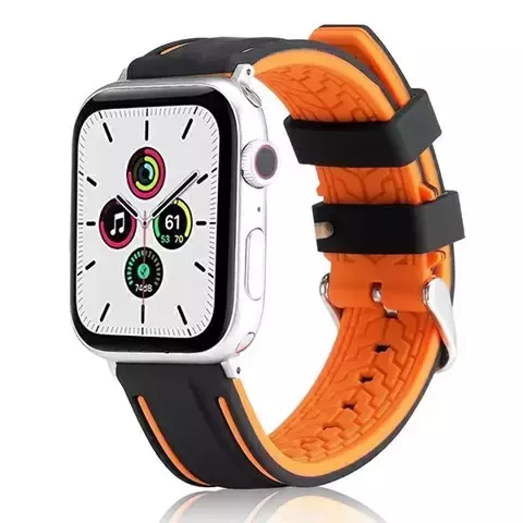 Beline Solid Silicone Smartwatch Strap für Apple Watch 42/44/45/49mm orange/schwarz orange/schwarz