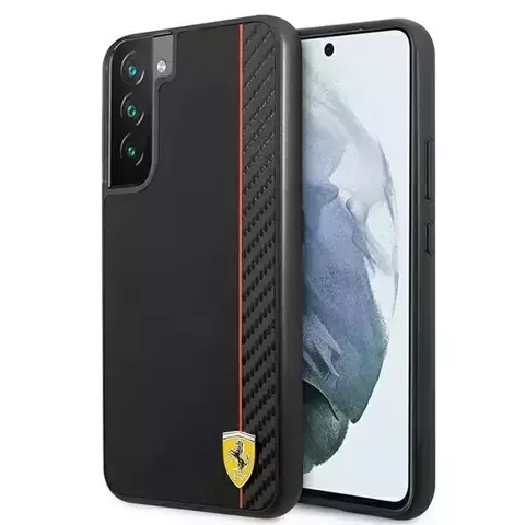 Etui Ferrari FESAXHCS22MBK für Galaxy S22 S906 Hardcase On Track Carbon Stripe czarny/black