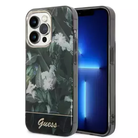 Etui Guess GUHCP14XHGJGHA für Apple iPhone 14 Pro Max 6,7" zielony/grünes Hartschalenetui Jungle Collection