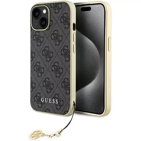 Etui Guess GUHCP15SGF4GGR für iPhone 15 6,1" szary/grey hardcase 4G Charms Collection