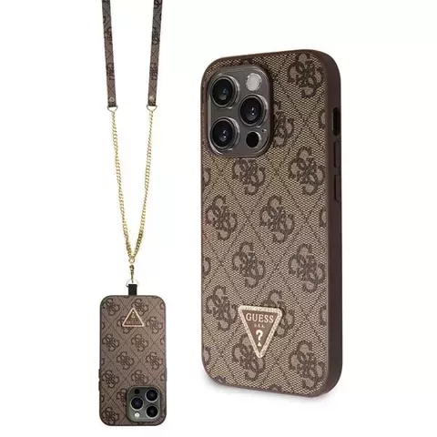 Etui Guess GUHCP15XP4TDSCPW für iPhone 15 Pro Max 6,7" braun/braun Hardcase Crossbody 4G Metal Logo