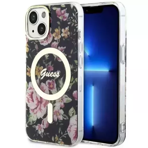 Etui Guess GUHMP14MHCFWSK für iPhone 14 Plus 6,7" Hardcase Flower MagSafe