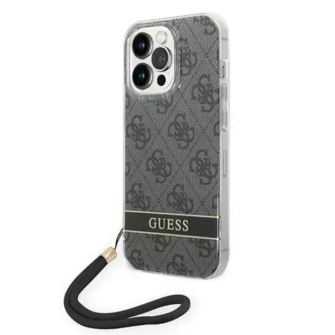 "Etui Guess GUOHCP14XH4STK iPhone 14 Pro Max 6,7\" Czarny/Schwarz Hardcase 4G Print Strap"