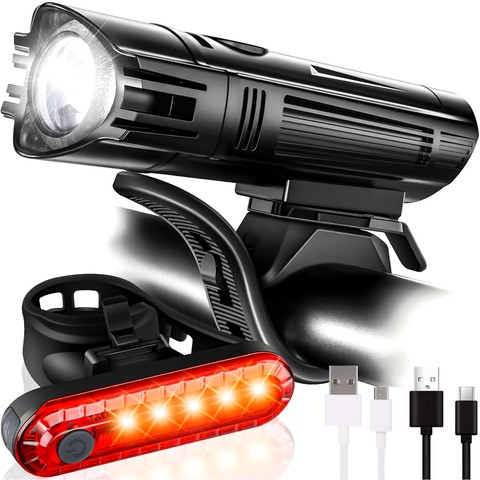 Fahrradlicht 2in1 Vorne Hinten Wasserdicht IPX4 LED Vorne Hinten USB Licht Fahrradlicht Set Alogy