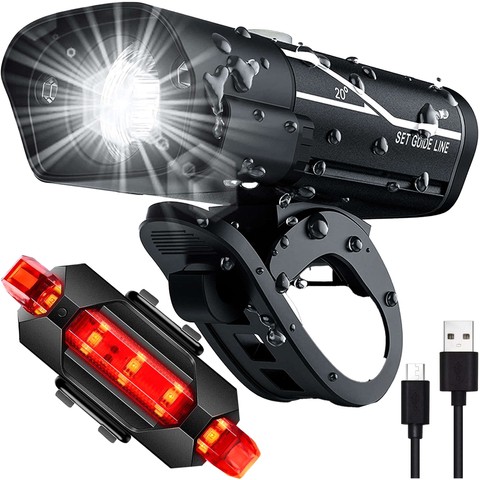 Fahrradlicht vorne hinten LED-Fahrradlicht vorne hinten Beleuchtung wasserdicht IPX4 USB-Fahrradlicht-Kit Alogy