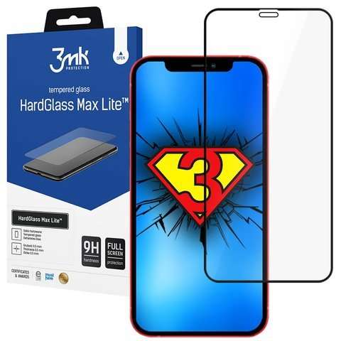 Glas für den Bildschirm 3mk HardGlass Max Lite für Apple iPhone 12 Mini Schwarz