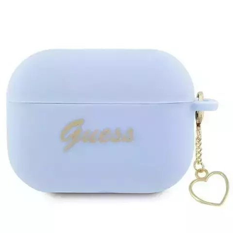 Guess GUAP2LSCHSB Kopfhörerschutzhülle für Apple AirPods Pro 2 Cover Blau/Blau Silikon Charm Heart Collection