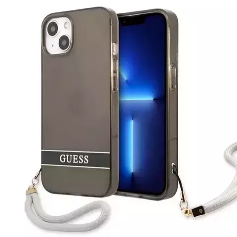 Guess GUHCP13MHTSGSK iPhone 13 6,1" Czarny/Black Hardcase Translucent Stap