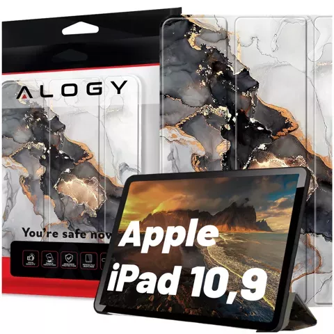 Hülle für Apple iPad 10.9 Gen 10 2022 Tablet Cover Alogy Book Case Cloudy Marble Marmor