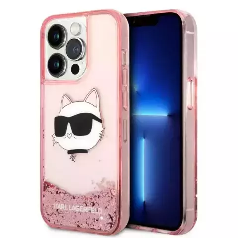 Karl Lagerfeld KLHCP14XLNCHCP Hülle für iPhone 14 Pro Max 6,7" Hartschale Glitter Choupette Head pink/pink