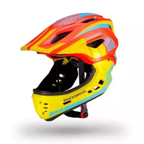 Kinderfahrradhelm mit abnehmbarem Visier Rockbros TT-32SOYB-S Größe S - gelb-orange