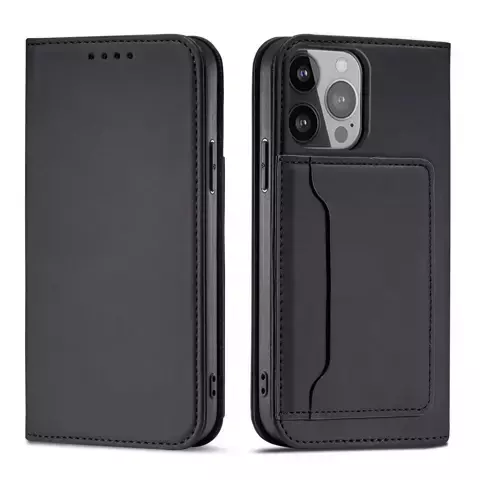 Magnetkartenetui für iPhone 13 mini Cover Kartenetui Kartenständer schwarz