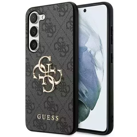 Original GUESS Hardcase GUHCS23FE4GMGGR Hülle für Samsung Galaxy S23 FE (Big Metal Logo / Grau)