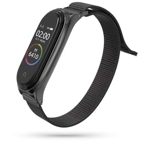 Pasek Nylon für Xiaomi Mi Smart Band 5/6/6 NFC Schwarz