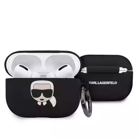 Schutzhülle für Kopfhörer Karl Lagerfeld KLACAPSILGLBK für Apple AirPods Pro Cover schwarz/schwarz Silikon Ikonik