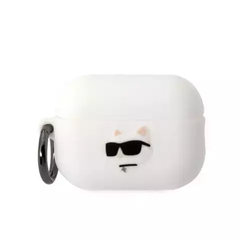 Schutzhülle für Kopfhörer Karl Lagerfeld KLAP2RUNCHH für Apple AirPods Pro 2 Cover weiß/weiß Silikon Choupette Head 3D