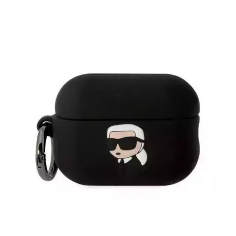 Schutzhülle für Kopfhörer Karl Lagerfeld KLAP2RUNIKK für Apple AirPods Pro 2 Hülle schwarz/schwarz Silikon Karl Head 3D