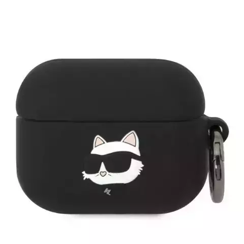 Schutzhülle für Kopfhörer Karl Lagerfeld KLAPRUNCHK für Apple AirPods Pro Cover schwarz/schwarz Silikon Choupette Head 3D