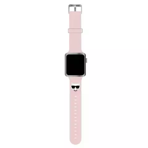 Smartwatch-Armband Karl Lagerfeld KLAWLSLCP für Apple Watch 42/44/45 mm rosa/rosa Armband Silikon-Choupette-Köpfe