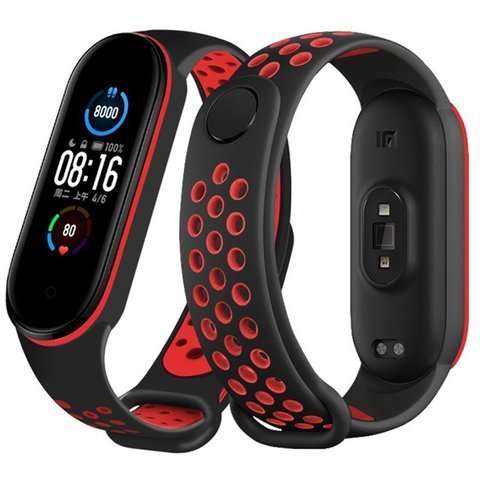 Sportarmband Alogy Band für Xiaomi Mi Band 5/6 schwarz und rot