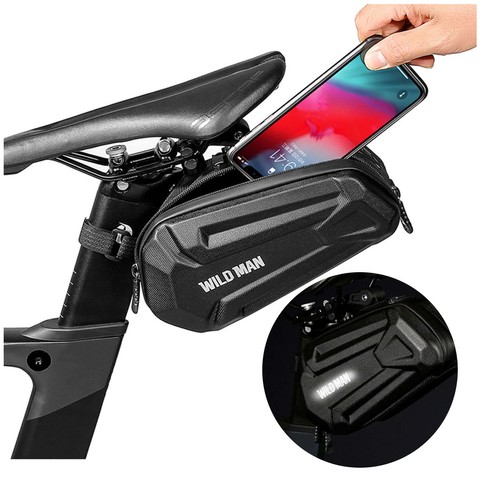 Wildman Fahrradsatteltasche XT7 Beutel Fahrradtasche Fahrradsitzhalter 1,2l Schwarz