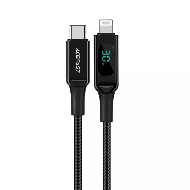 Acefast Kabel MFI USB Typ C - Lightning 1,2m, 30W, 3A schwarz (C6-01 Schwarz)