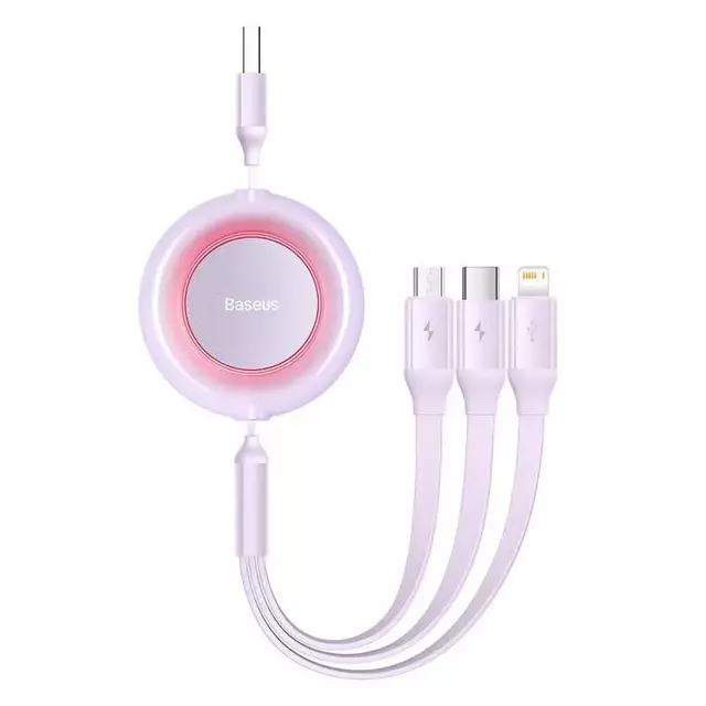 Baseus Bright Mirror 2 3in1 USB Kabel, Micro USB / Lightning / USB-C, flach, 3.5A, 1.1m (lila)