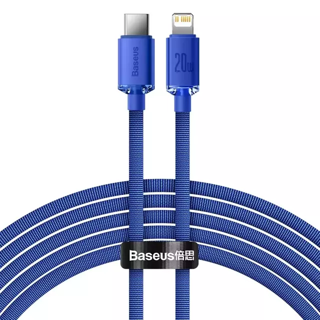 Baseus Crystal Shine Series Kabel USB-Kabel für schnelles Aufladen und Datenübertragung USB Typ C - Lightning 20W 2m blau (CAJY000303)