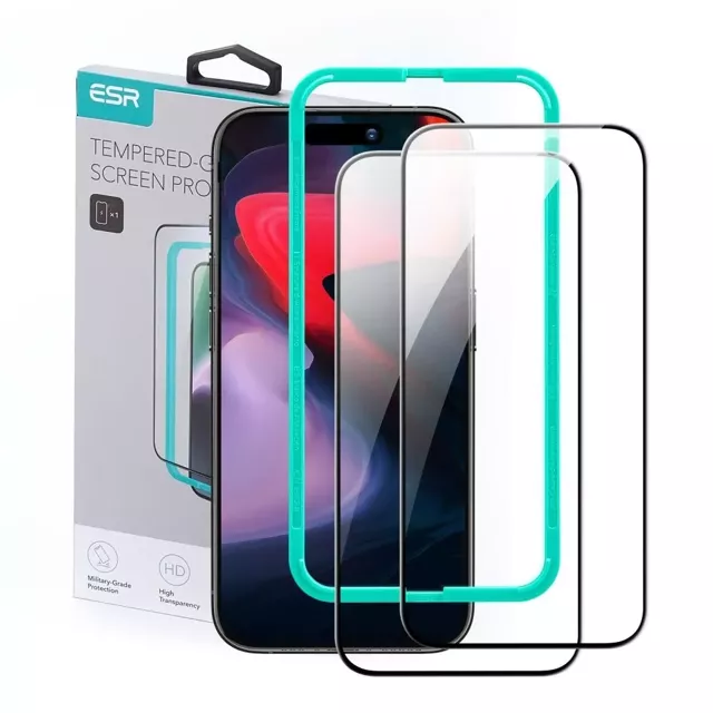 ESR Panzerglas 2er-Pack für Apple iPhone 15 Pro Max Schwarz