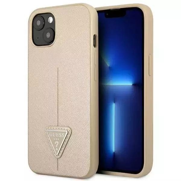 Etui Guess GUHCP14MPSATLE für Apple iPhone 14 Plus 6,7" beżowy/beige Hardcase SaffianoTriangle Logo