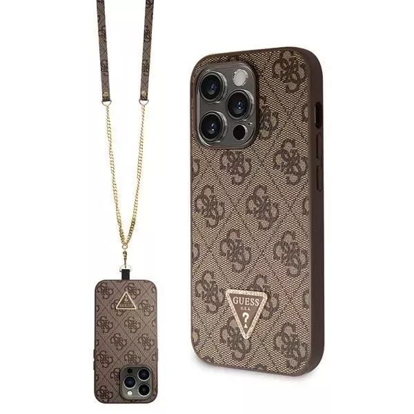 Etui Guess GUHCP15LP4TDSCPW für iPhone 15 Pro 6,1" braun/braun Hardcase Crossbody 4G Metal Logo