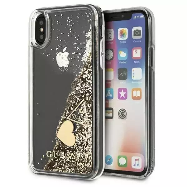 Etui Guess GUOHCPXGLHFLGO für Apple iPhone X/Xs gold/złoty Hard Case Glitter Charms