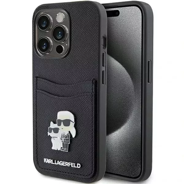 Etui Karl Lagerfeld KLHCP15LSAPKCNPK für iPhone 15 Pro 6,1" czarny/schwarz Hardcase Saffiano Cardslot Karl