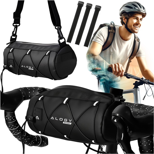 Fahrradtasche Fahrradtasche 2,5 l Fahrradhalter Lenkerrahmentasche Beutelhülle 23,6 x 10,5 x 10 cm (S) Alogy Sport schwarz