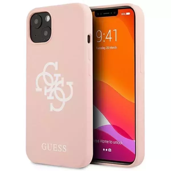 Guess GUHCP13SLS4GWPI iPhone 13 mini 5,4" różowy/pink Hartschale Silikon 4G Logo