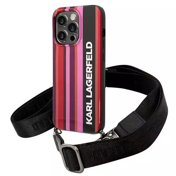 Handyhülle Karl Lagerfeld KLHCP14XSTSTP für Apple iPhone 14 Pro Max 6.7" Hardcase pink/pink Color Stripes Strap