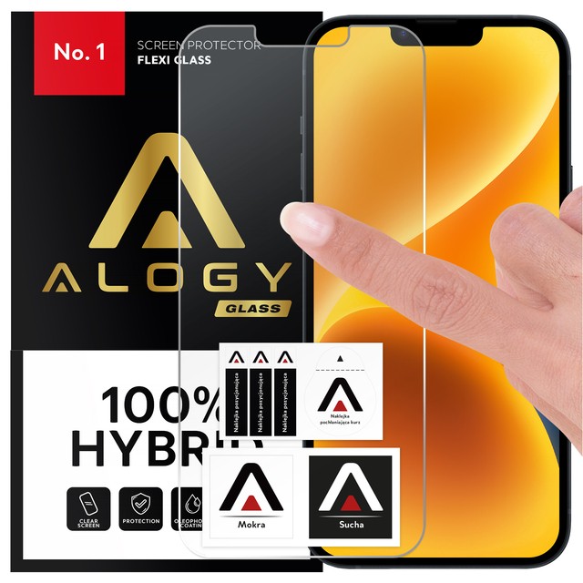 Hybridglas für Apple iPhone 13 Mini Alogy Flexi Glass 9H Hüllenfreundlicher flacher Displayschutz