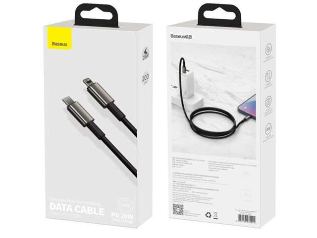 Kabel 1m Baseus przewód USB-C Typ C auf Lightning PD 20W Schwarz