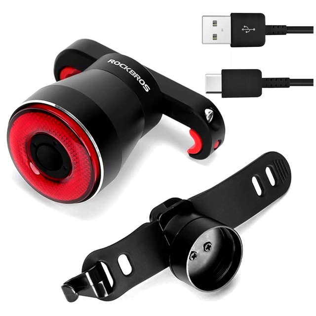 LED-Fahrradrücklicht USB RockBros Smart TL907Q51 für das Heck des Fahrrads unter dem Sattel 60lm hellrote Beleuchtung