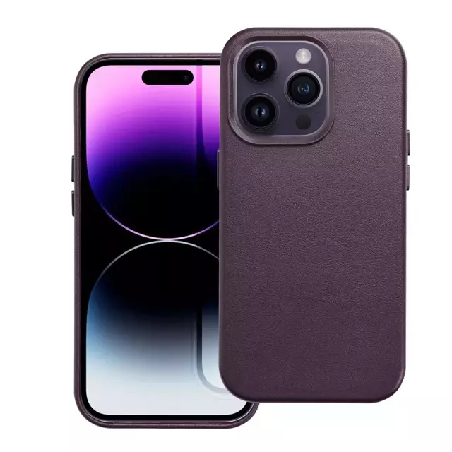 Leder-Mag-Cover für IPHONE 14 PRO dunkelviolett