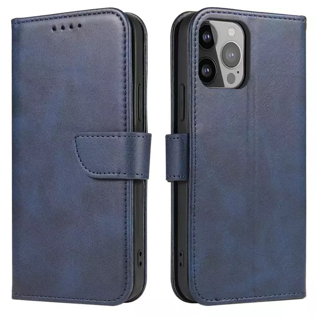 Magnetische Handyhülle für iPhone 14 Pro Max Cover mit Flip Wallet Stand Blau